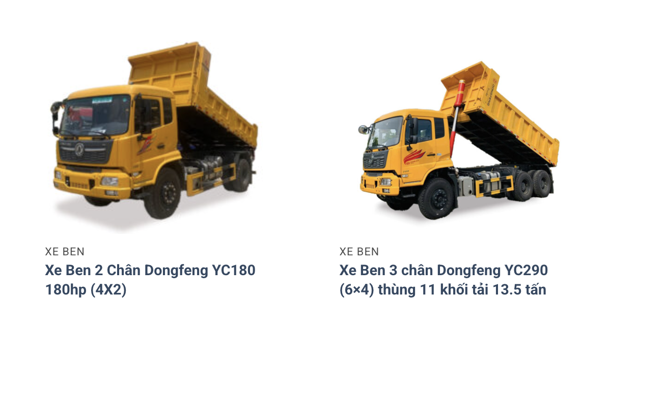 Giá lăn bánh Xe ben Dongfeng tại Hà Tĩnh